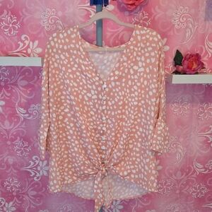 Elegant Peach Button-Down Blouse